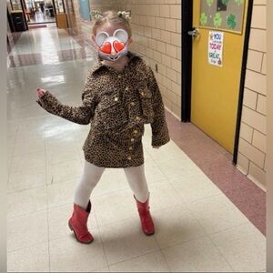 Crewcuts Cheetah Velvet Corduroy Skirt Set 8/9